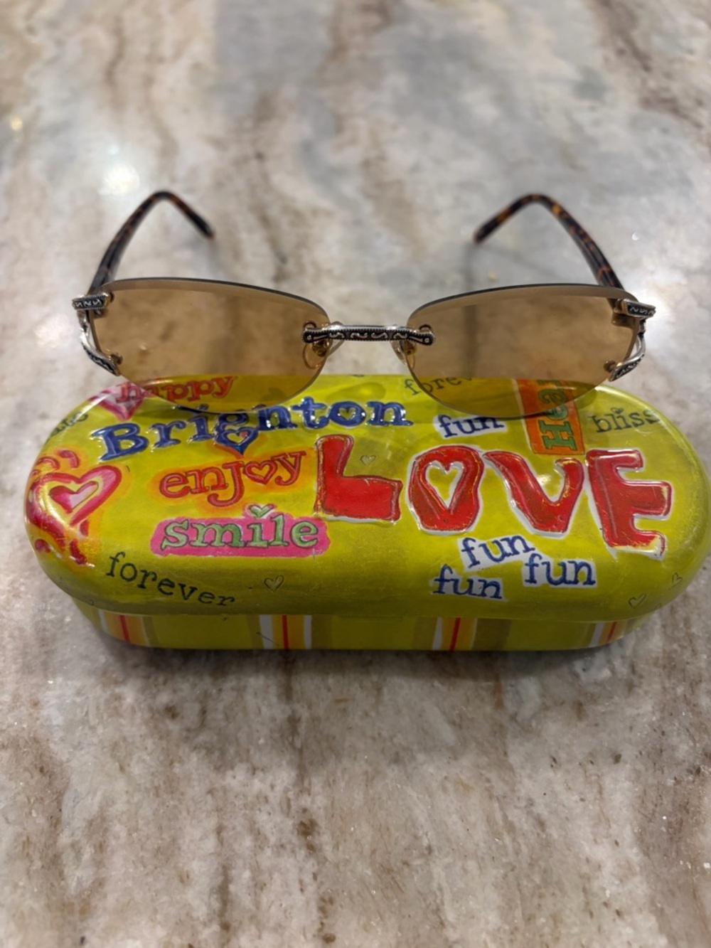 Brighton Rimless Sunglasses with Brown Lenses and Tortoiseshell Arms